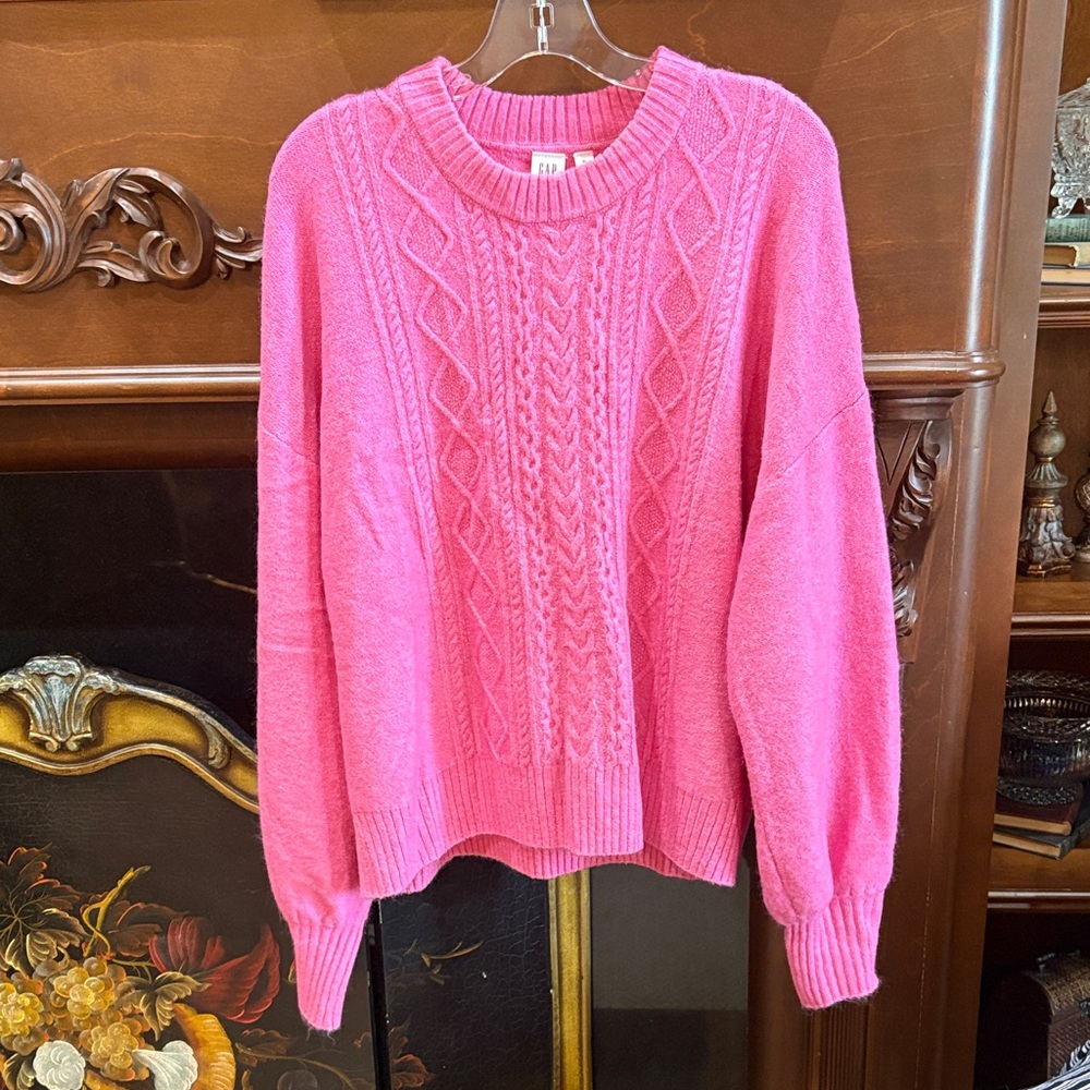 GAP Vibrant Pink Cable Knit Sweater